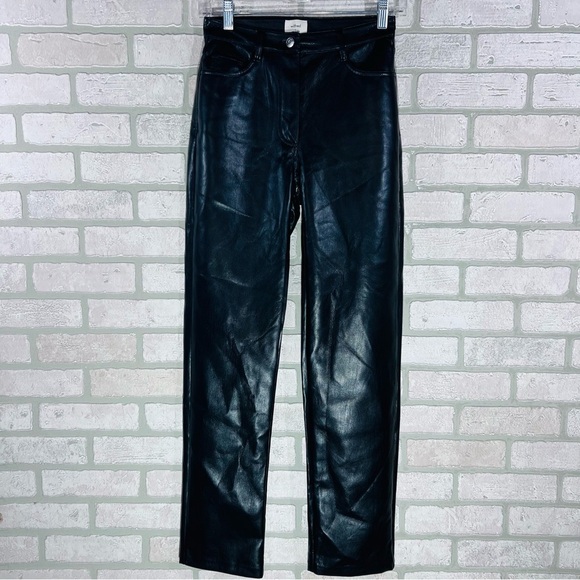 Aritzia Wilfred The Melina High Waist Straight Leg Faux Leather Pants Size 0 - Picture 3 of 10